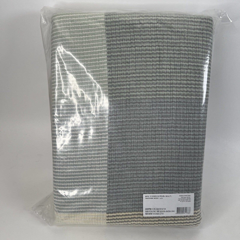 The Company Store Jacquard Woven Organic Cotton‎ Logan Stripe Queen Duvet Cover